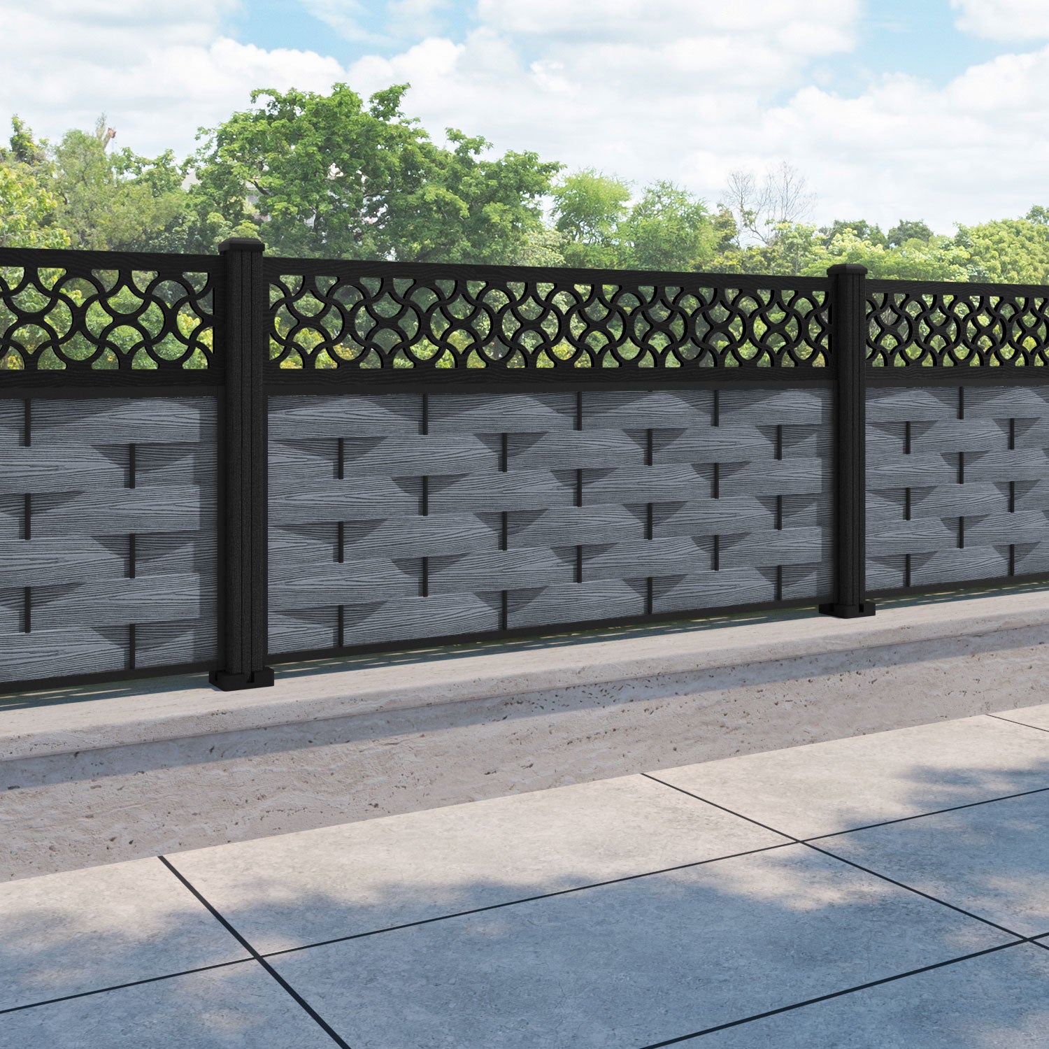 Ripple Vida Fence Panel - Anthracite - with our composite posts