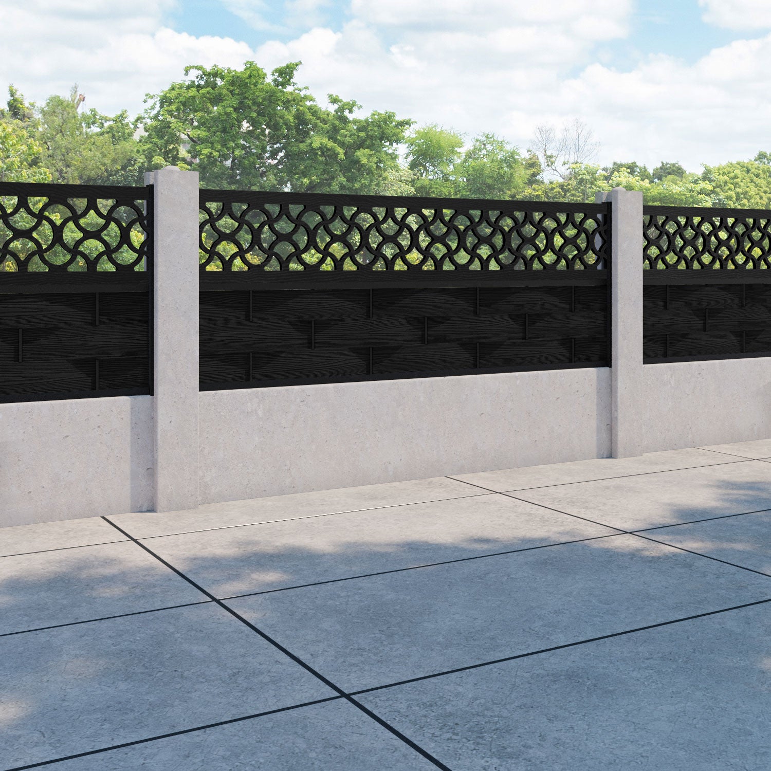 Ripple Vida Fence Panel - Black - for existing concrete posts