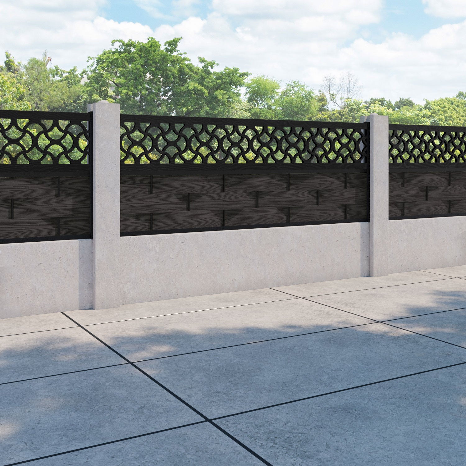 Ripple Vida Fence Panel - Dark Oak - for existing concrete posts