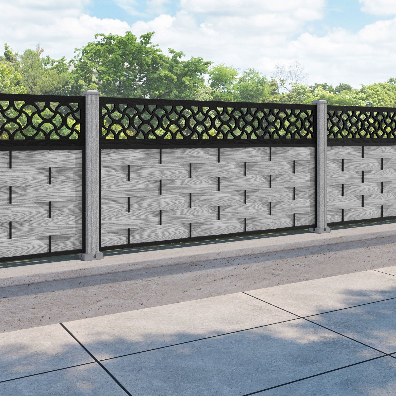 Ripple Vida Fence Panel - Light Grey - with our composite posts