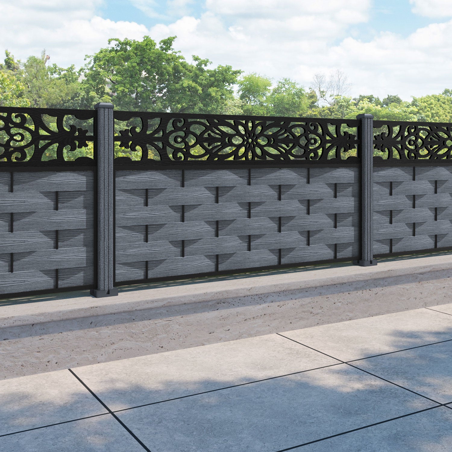 Ripple Windsor Fence Panel - Anthracite - with our composite posts