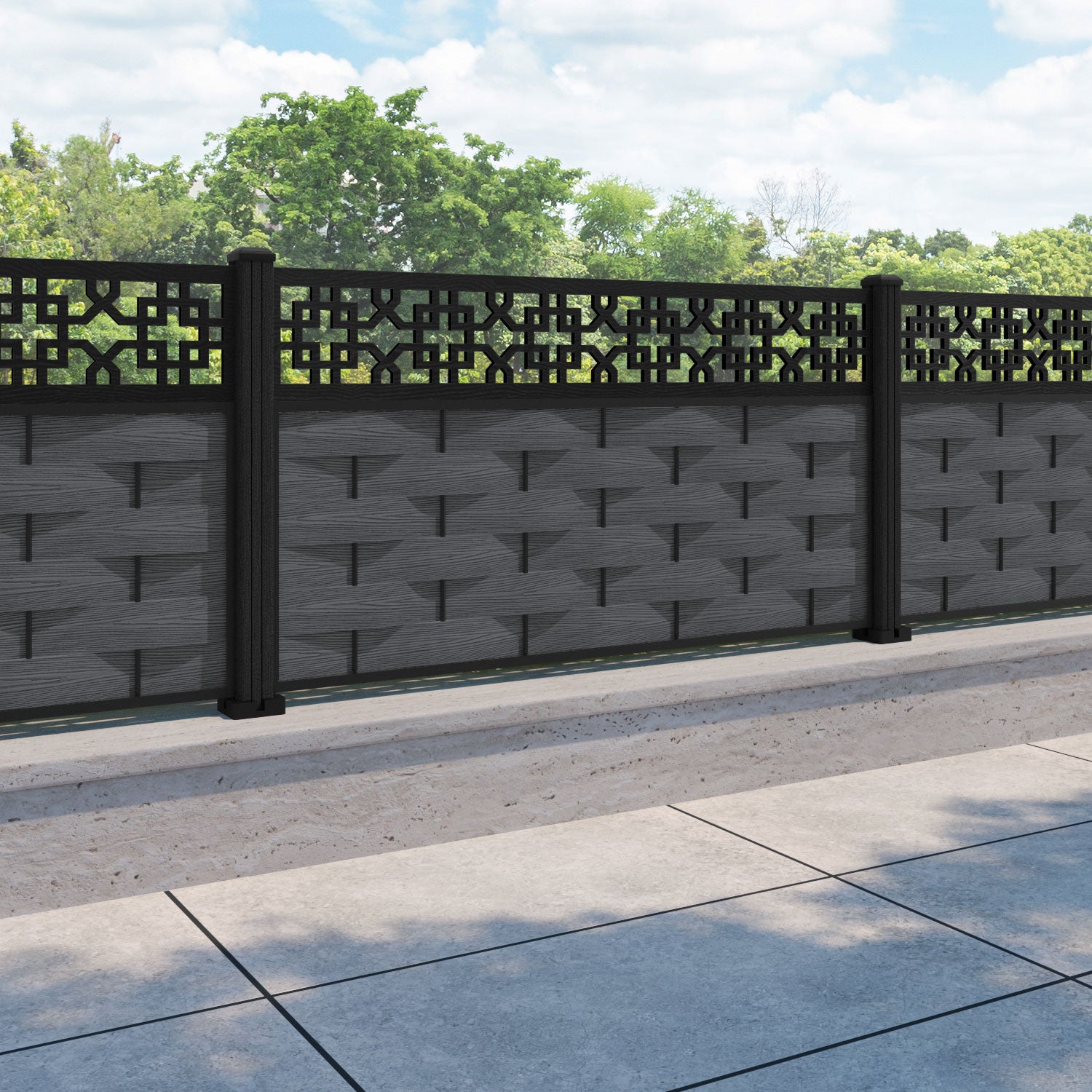 Ripple Zaria Fence Panel - Dark Grey - with our composite posts