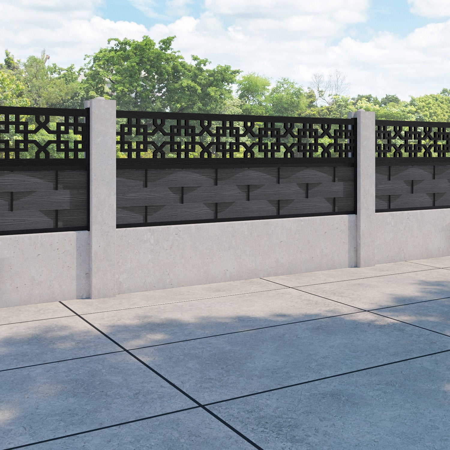 Ripple Zaria Fence Panel - Dark Grey - for existing concrete posts