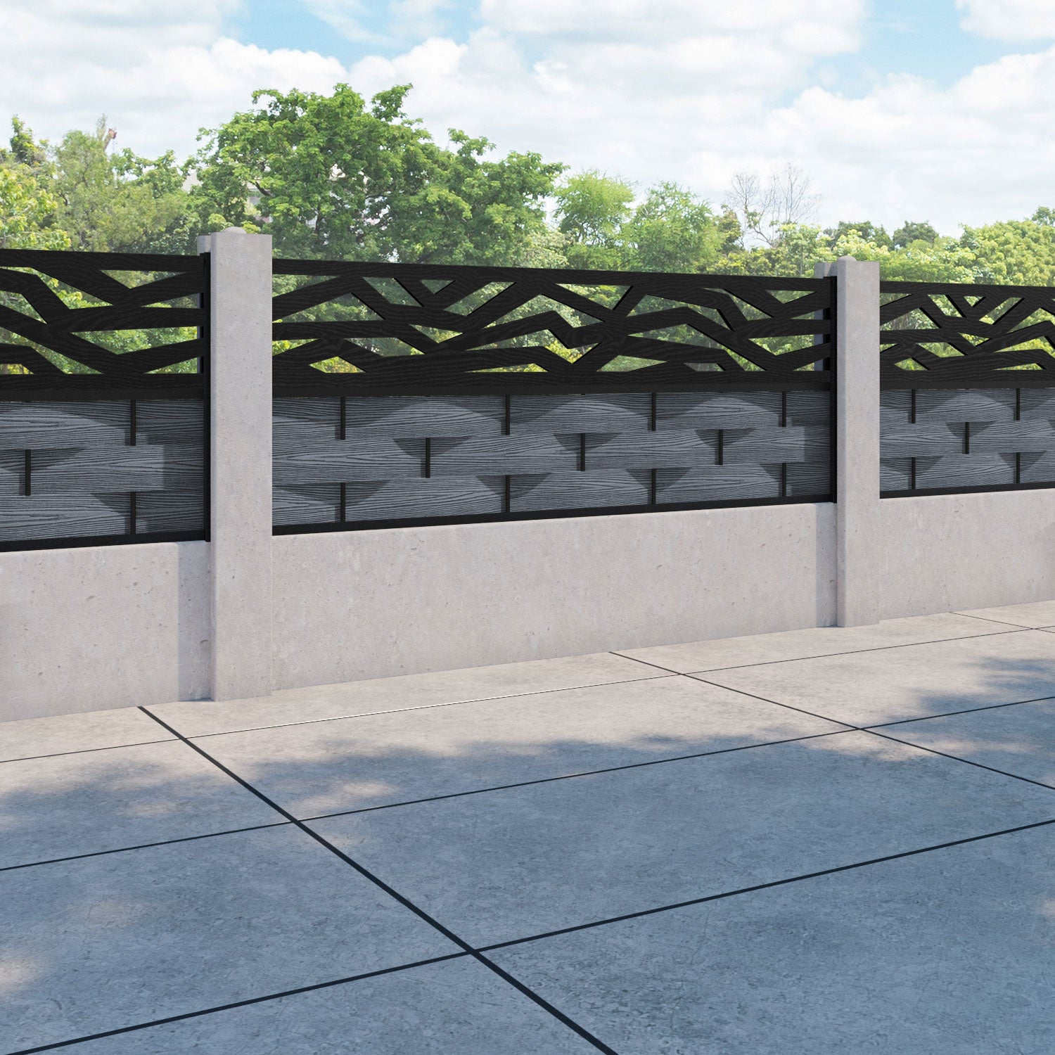 Ripple Zenith Fence Panel - Anthracite - for existing concrete posts