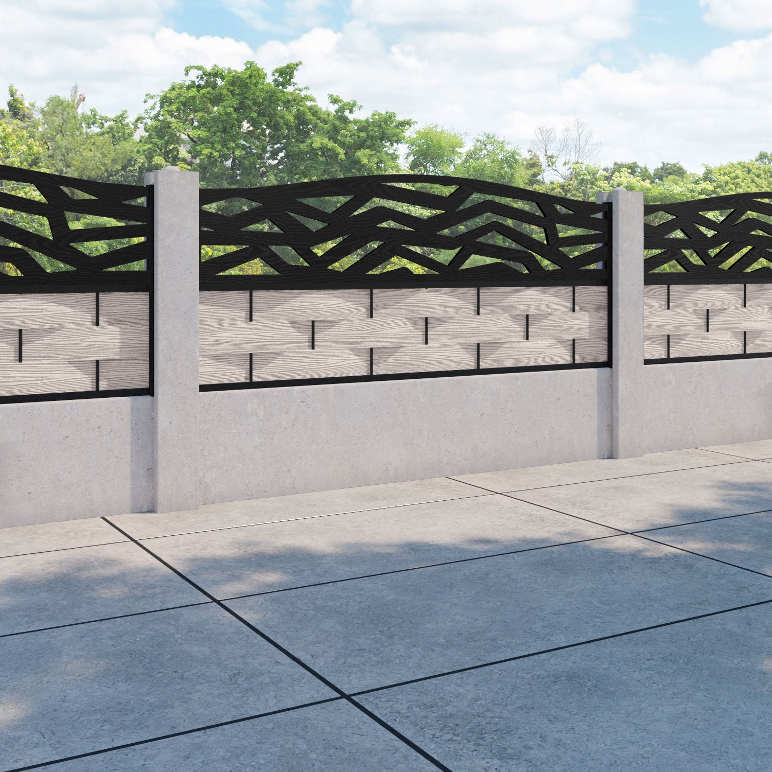 Ripple Zenith Fence Panel - Mid Stone - for existing concrete posts
