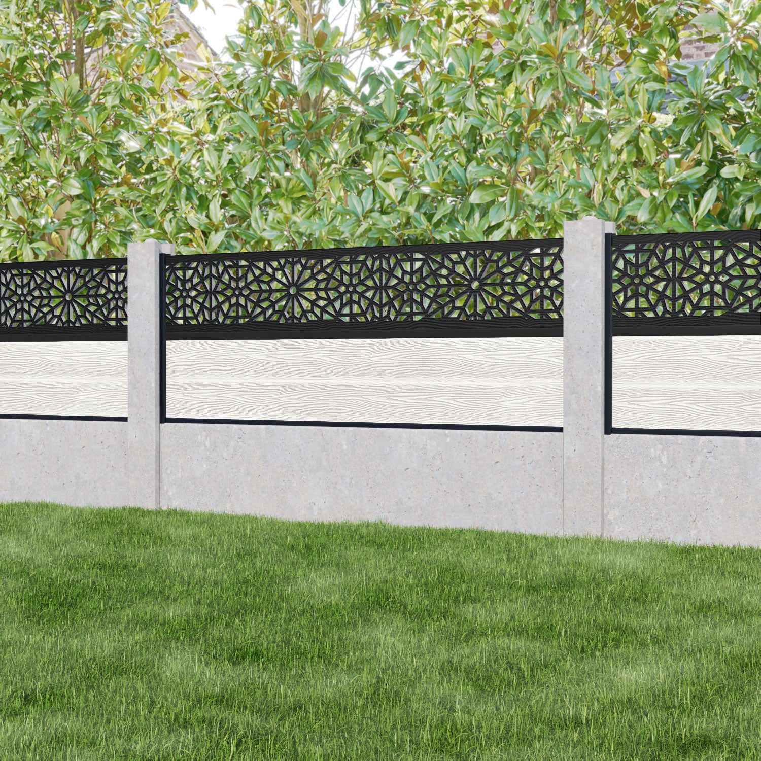 Classic Alnara Fence Panel - Light Stone - for existing concrete posts