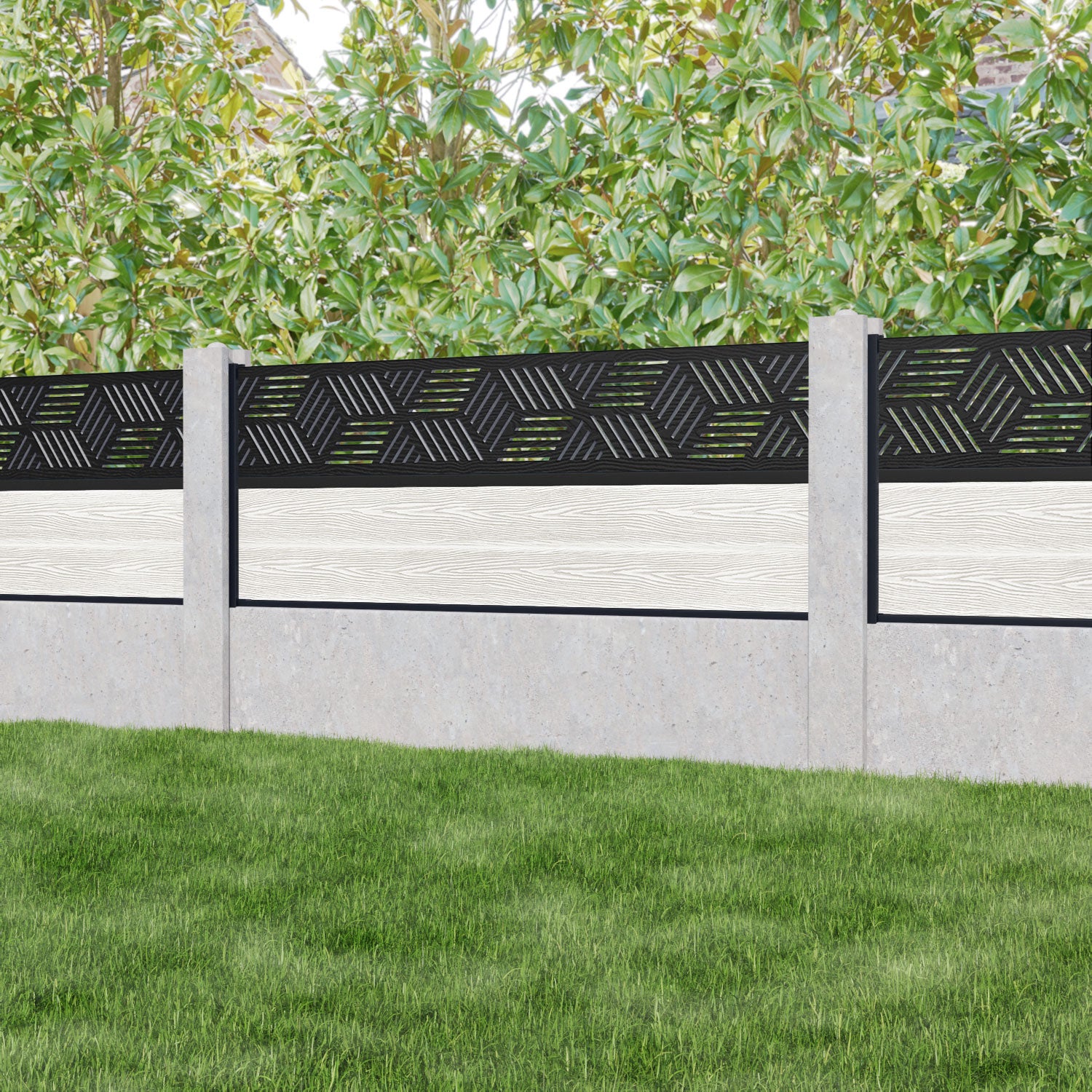 Classic Cubed Fence Panel - Light Stone - for existing concrete posts