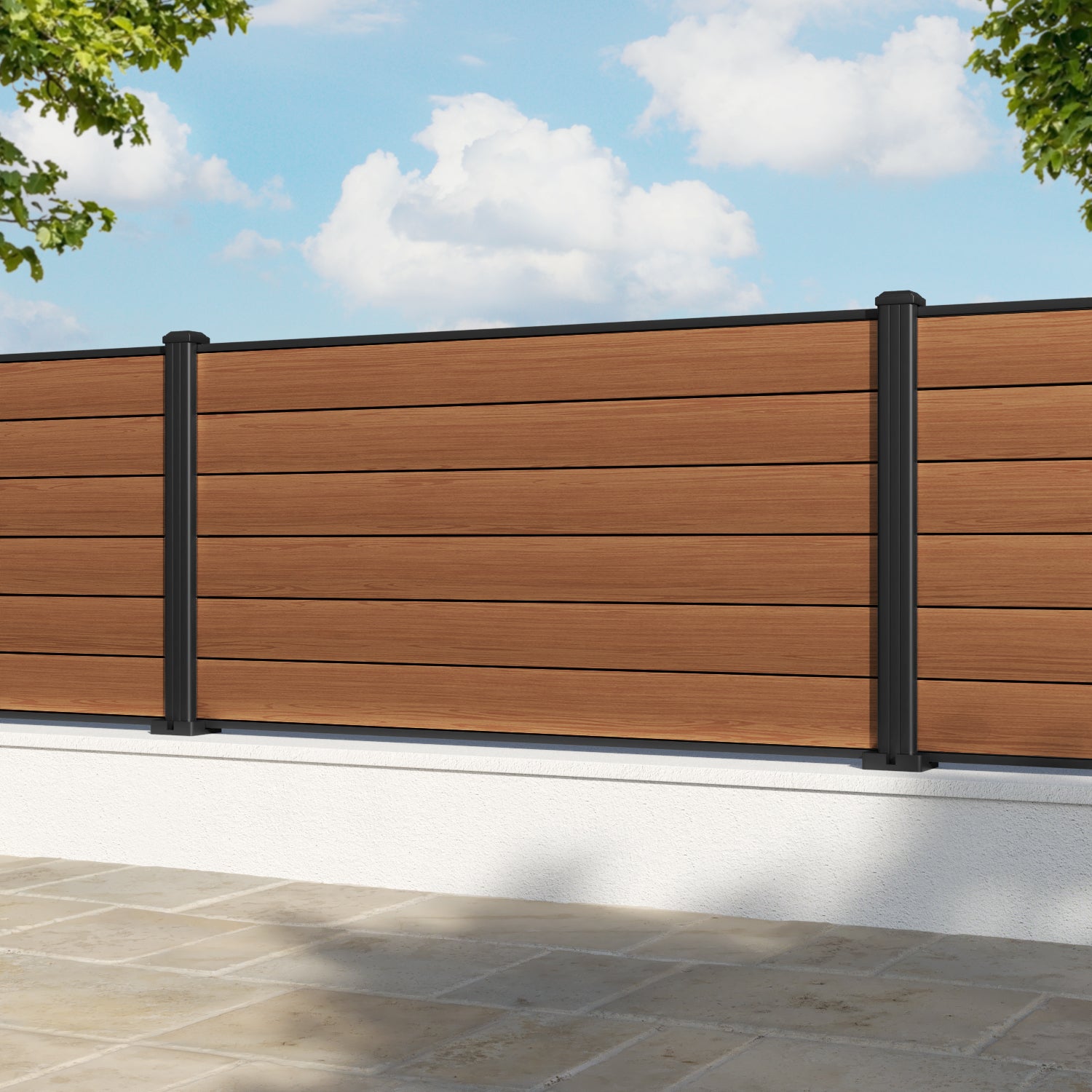 Gate Matching Aluminium Fence Panel - Teak - with our aluminium posts