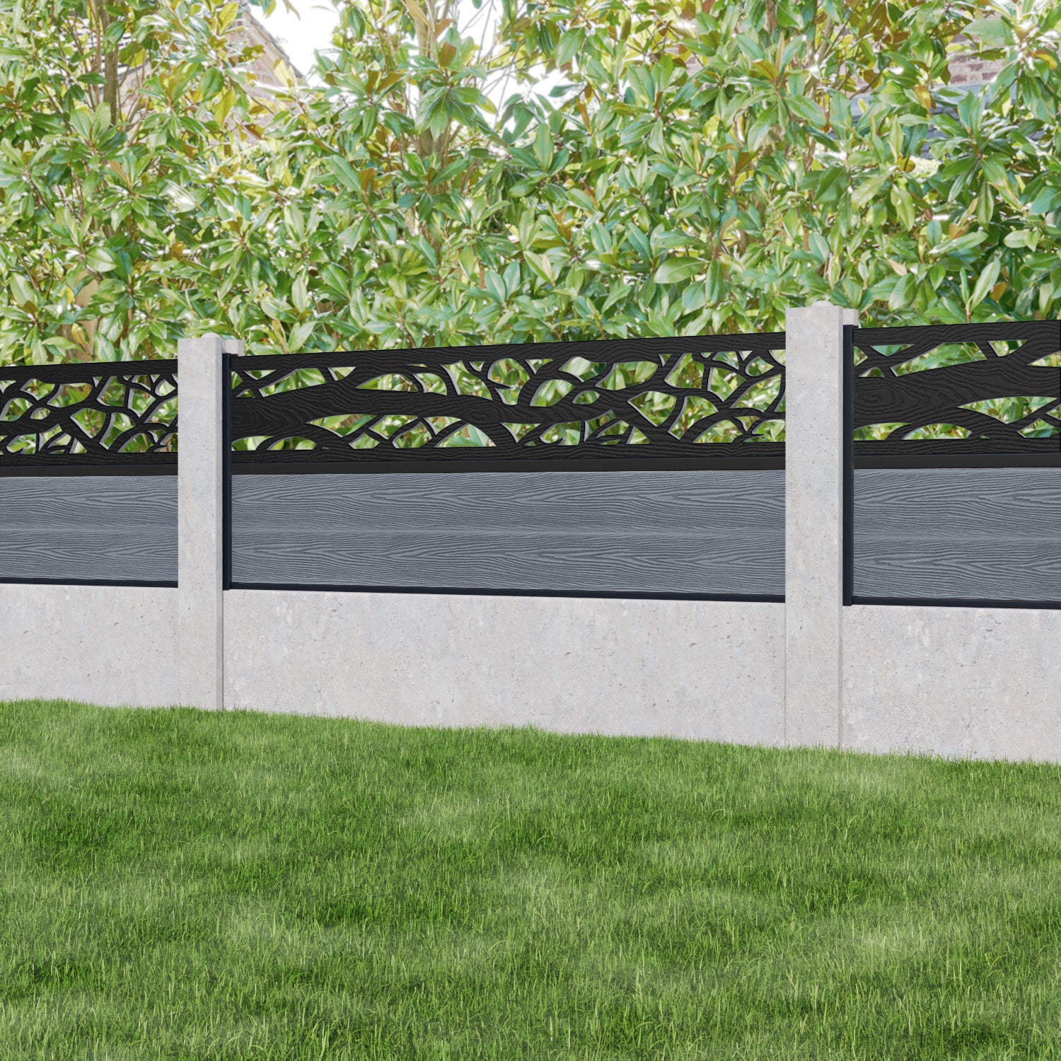 Classic Twilight Fence Panel - Anthracite - for existing concrete posts
