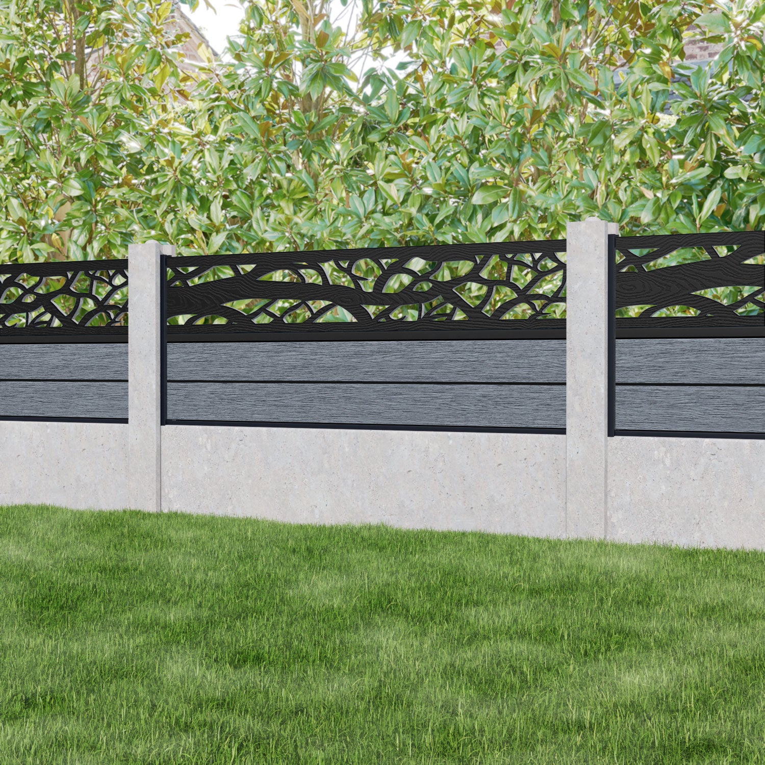 Fusion Twilight Fence Panel - Anthracite - for existing concrete posts