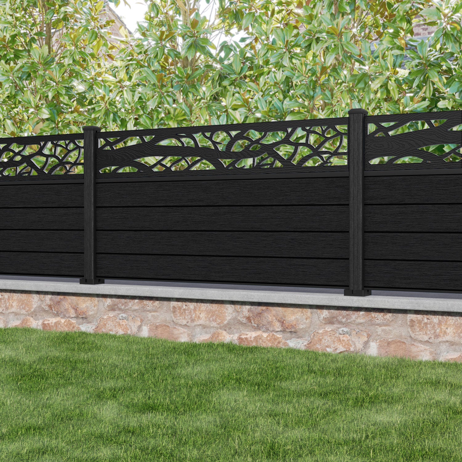 Fusion Twilight Fence Panel - Black - with our composite posts