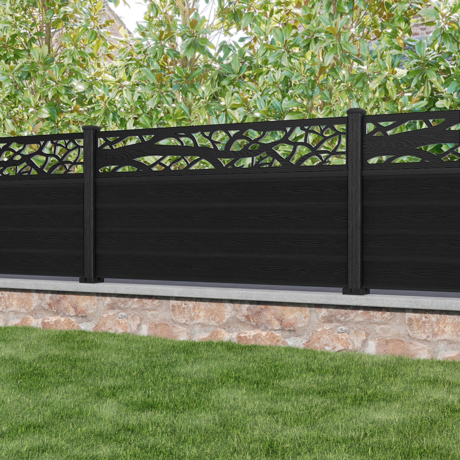 Classic Twilight Fence Panel - Black - with our composite posts