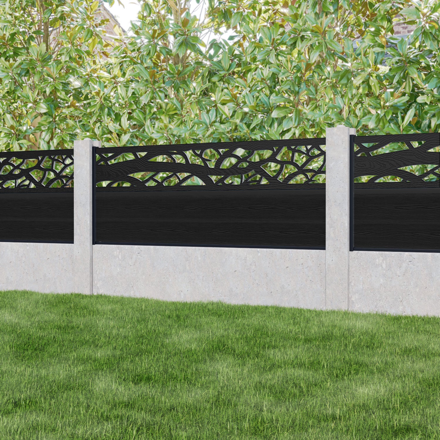 Classic Twilight Fence Panel - Black - for existing concrete posts