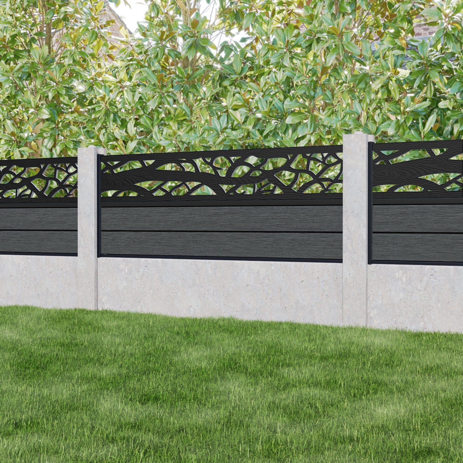 Fusion Twilight Fence Panel - Dark Grey - for existing concrete posts