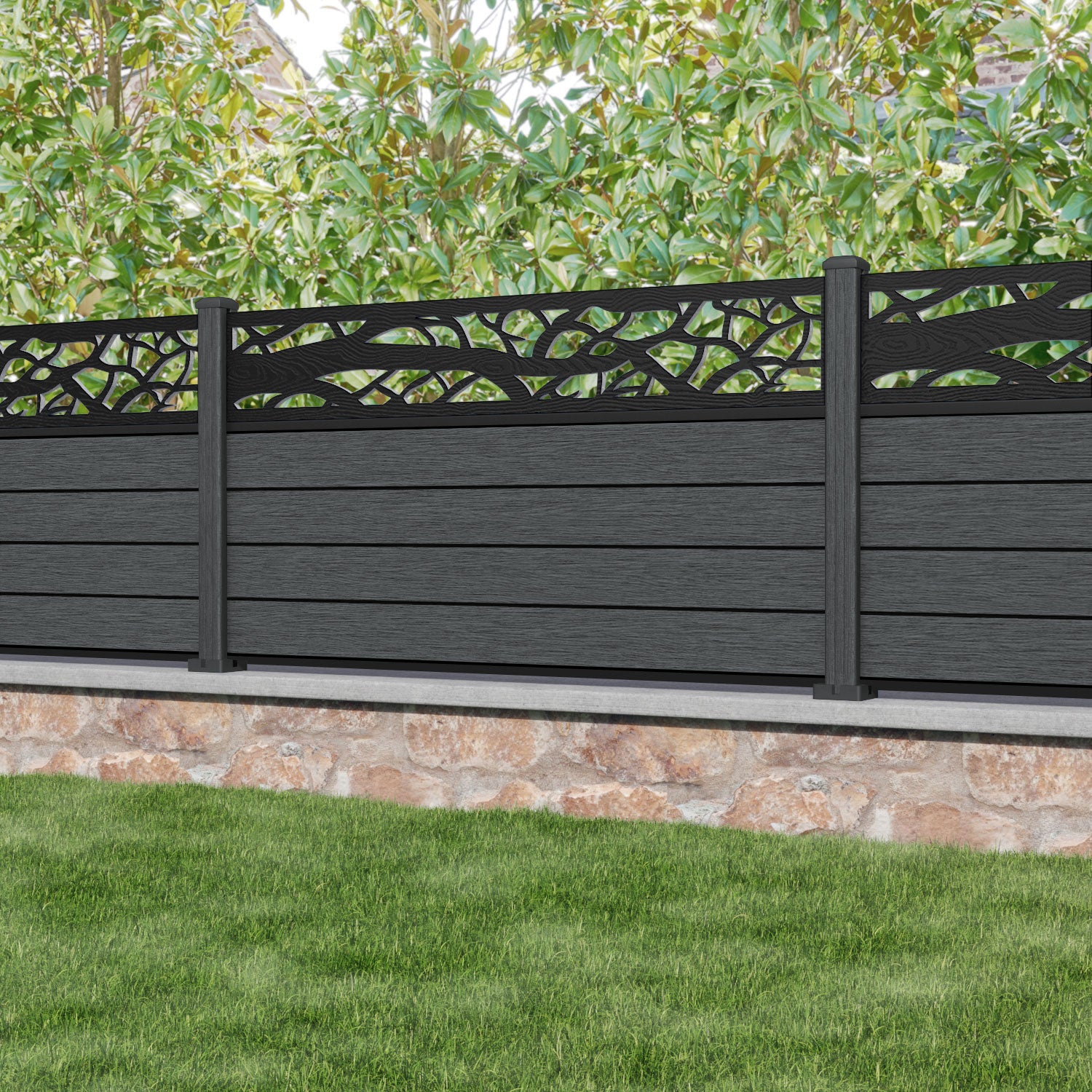 Fusion Twilight Fence Panel - Dark Grey - with our composite posts