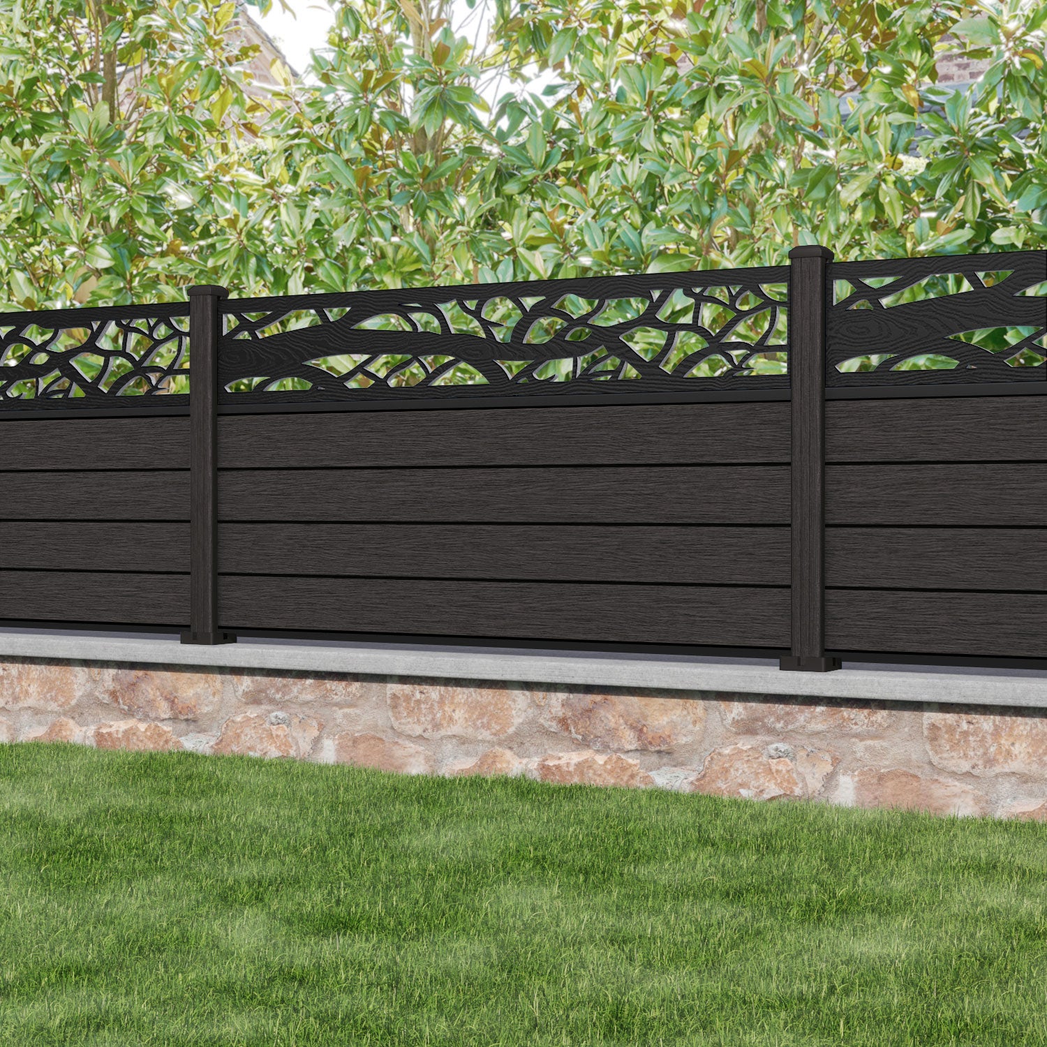 Fusion Twilight Fence Panel - Dark Oak - with our composite posts