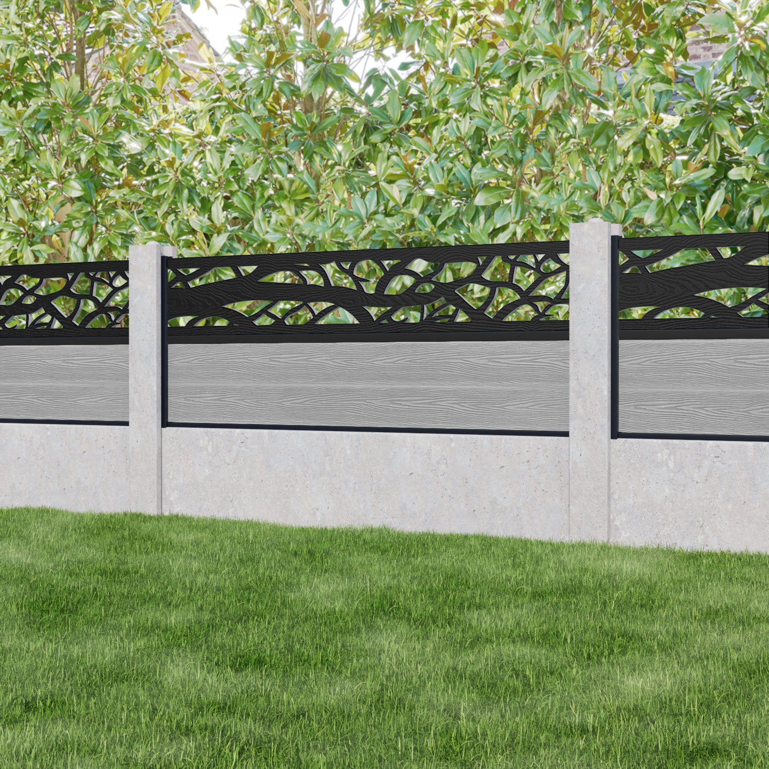 Classic Twilight Fence Panel - Light Grey - for existing concrete posts