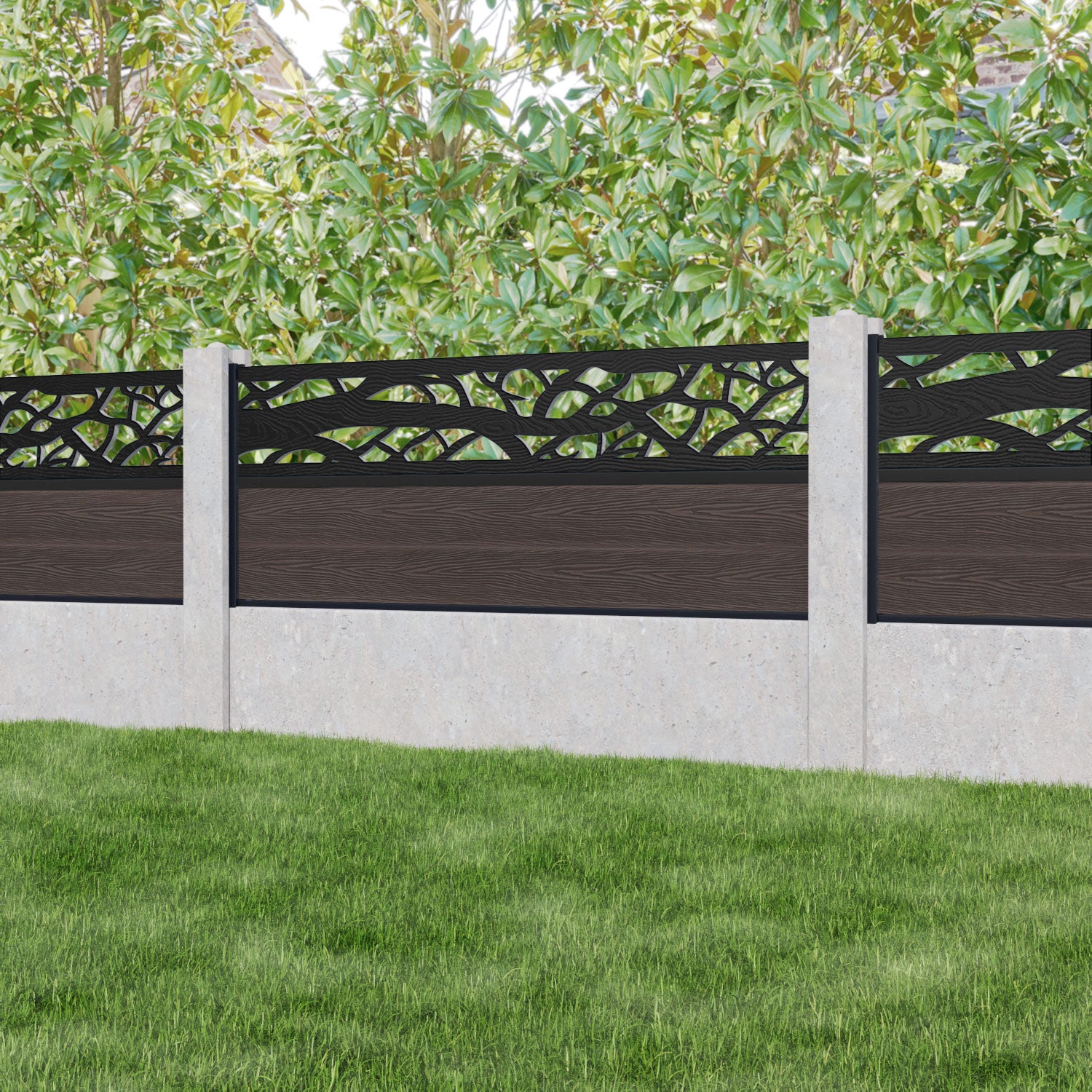 Classic Twilight Fence Panel - Mid Brown - for existing concrete posts