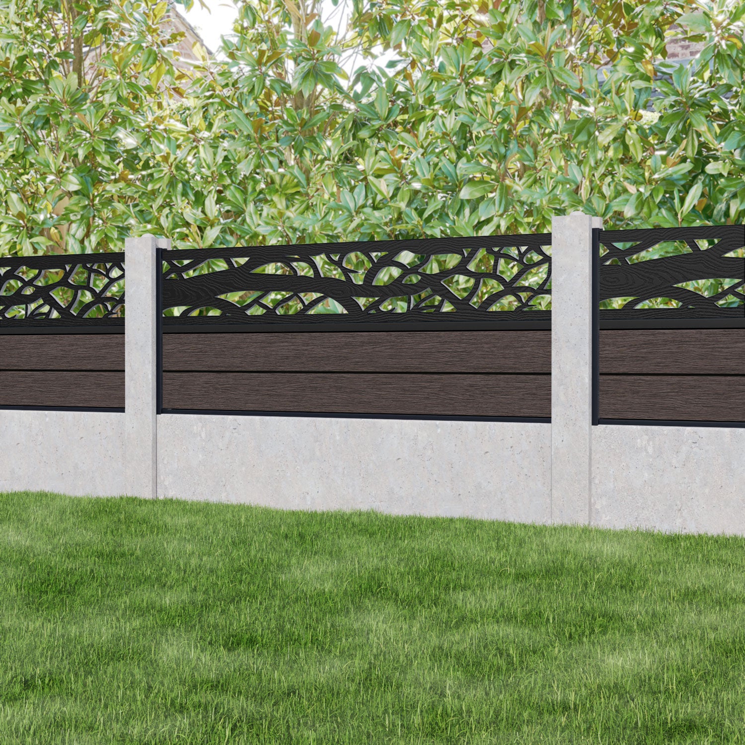 Fusion Twilight Fence Panel - Mid Brown - for existing concrete posts