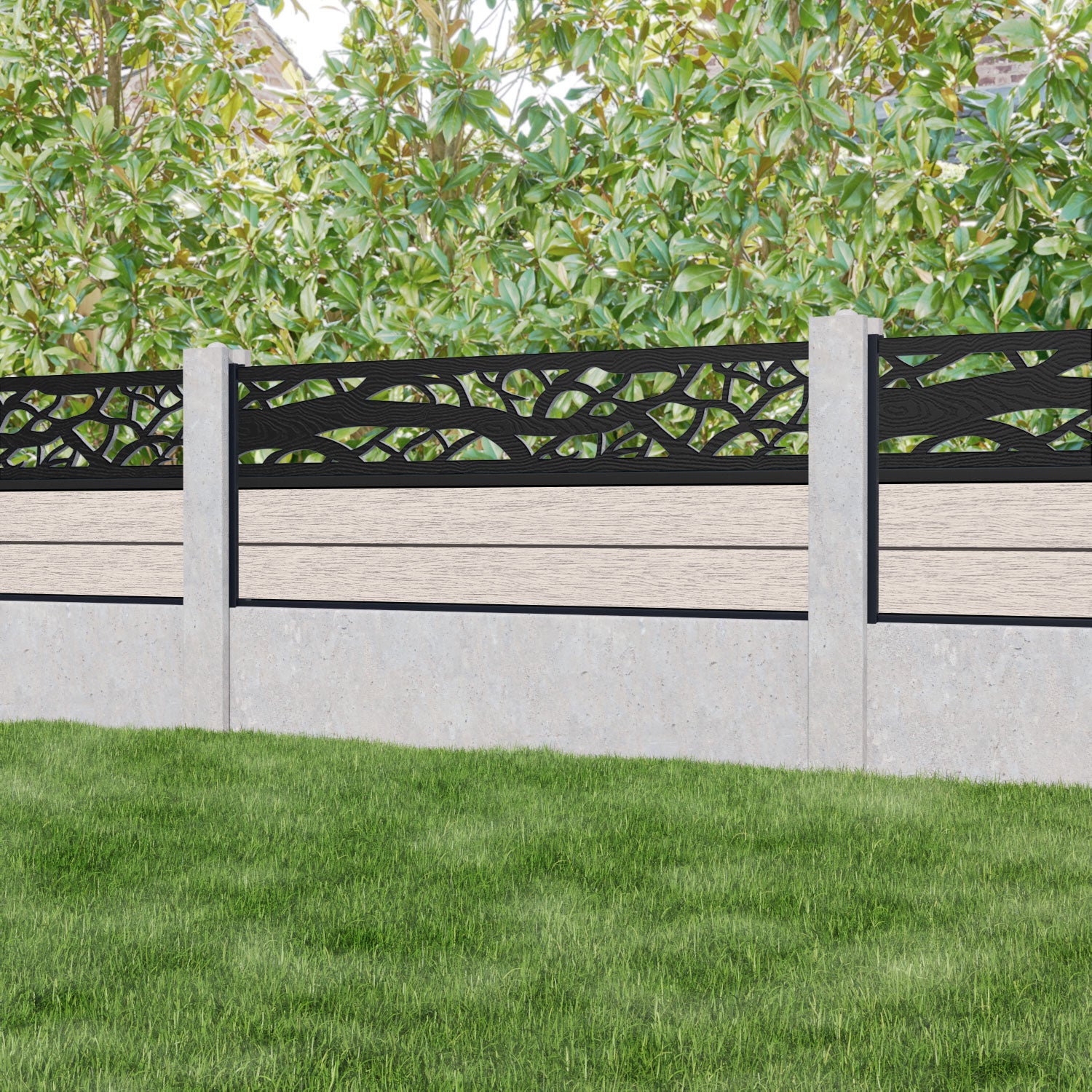 Fusion Twilight Fence Panel - Mid Stone - for existing concrete posts