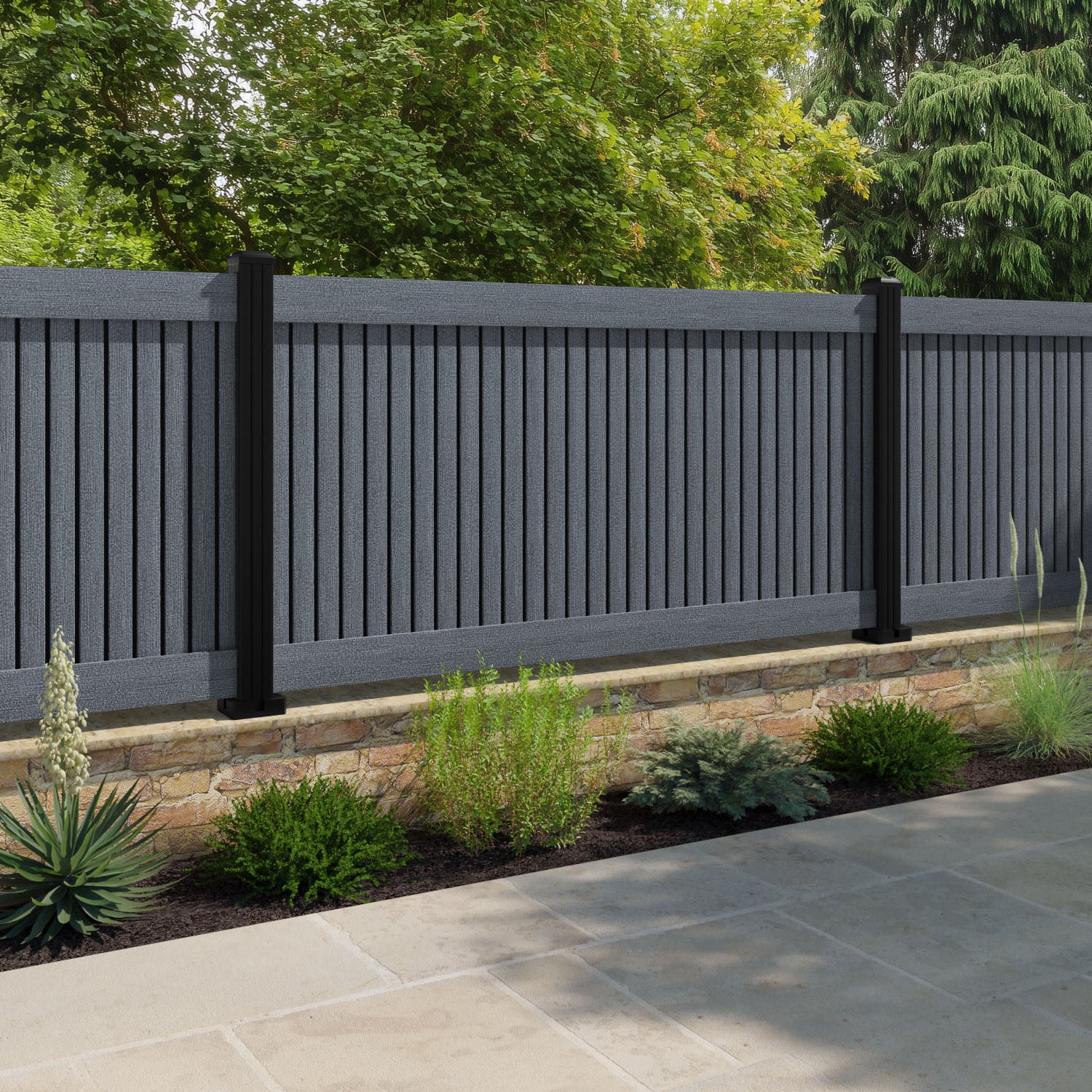 Virtis Fence Panel - Anthracite - with our aluminium posts