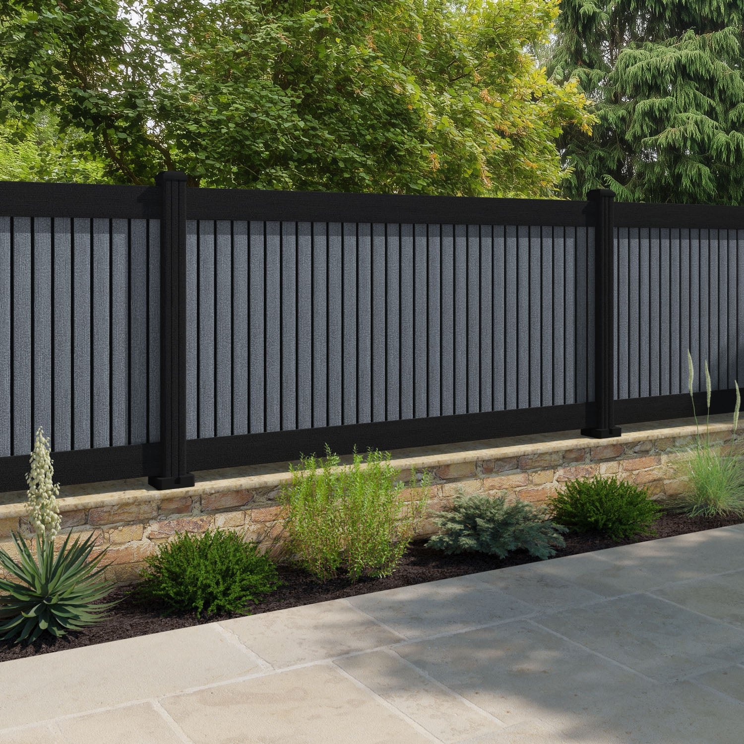 Virtis Fence Panel - Anthracite - with our aluminium posts