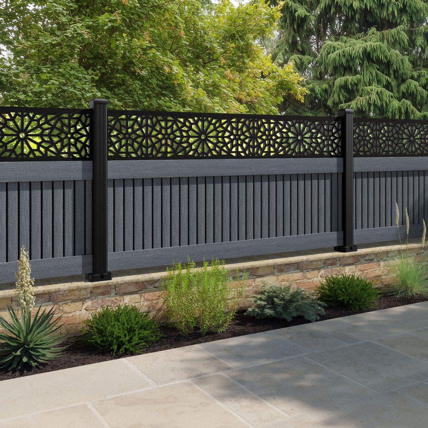 Virtis Alnara Fence Panel - Anthracite - with our composite posts