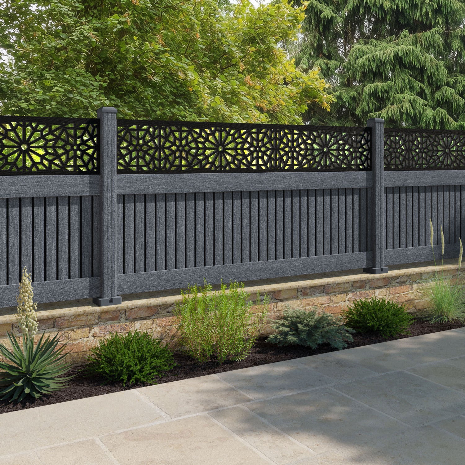 Virtis Alnara Fence Panel - Anthracite - with our composite posts