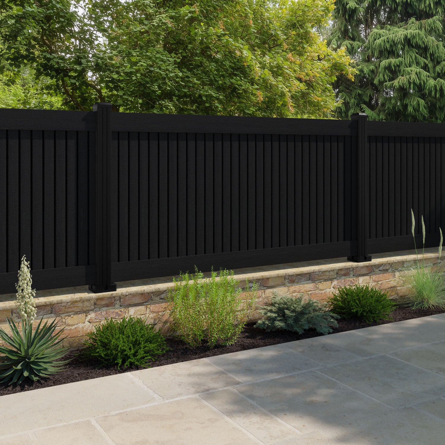 Virtis Fence Panel - Black - with our composite posts