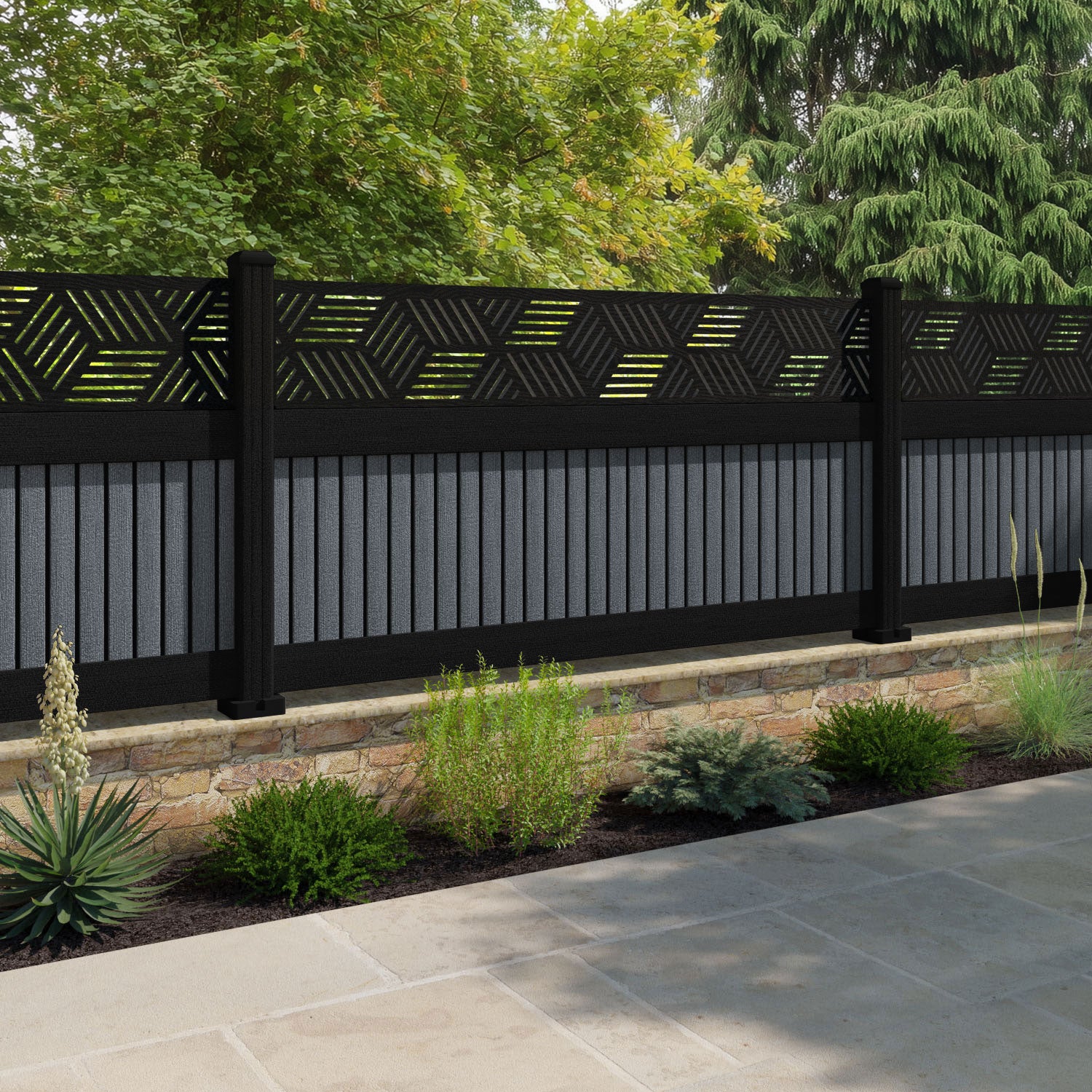 Virtis Cubed Fence Panel - Anthracite - with our composite posts
