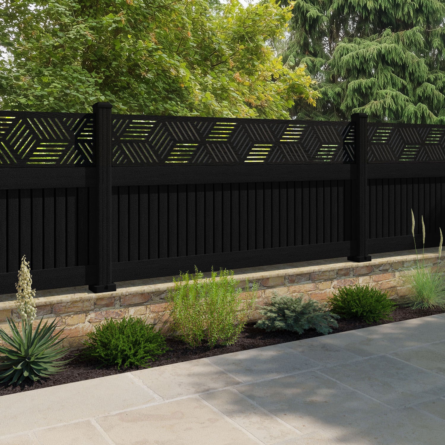 Virtis Cubed Fence Panel - Black - with our composite posts