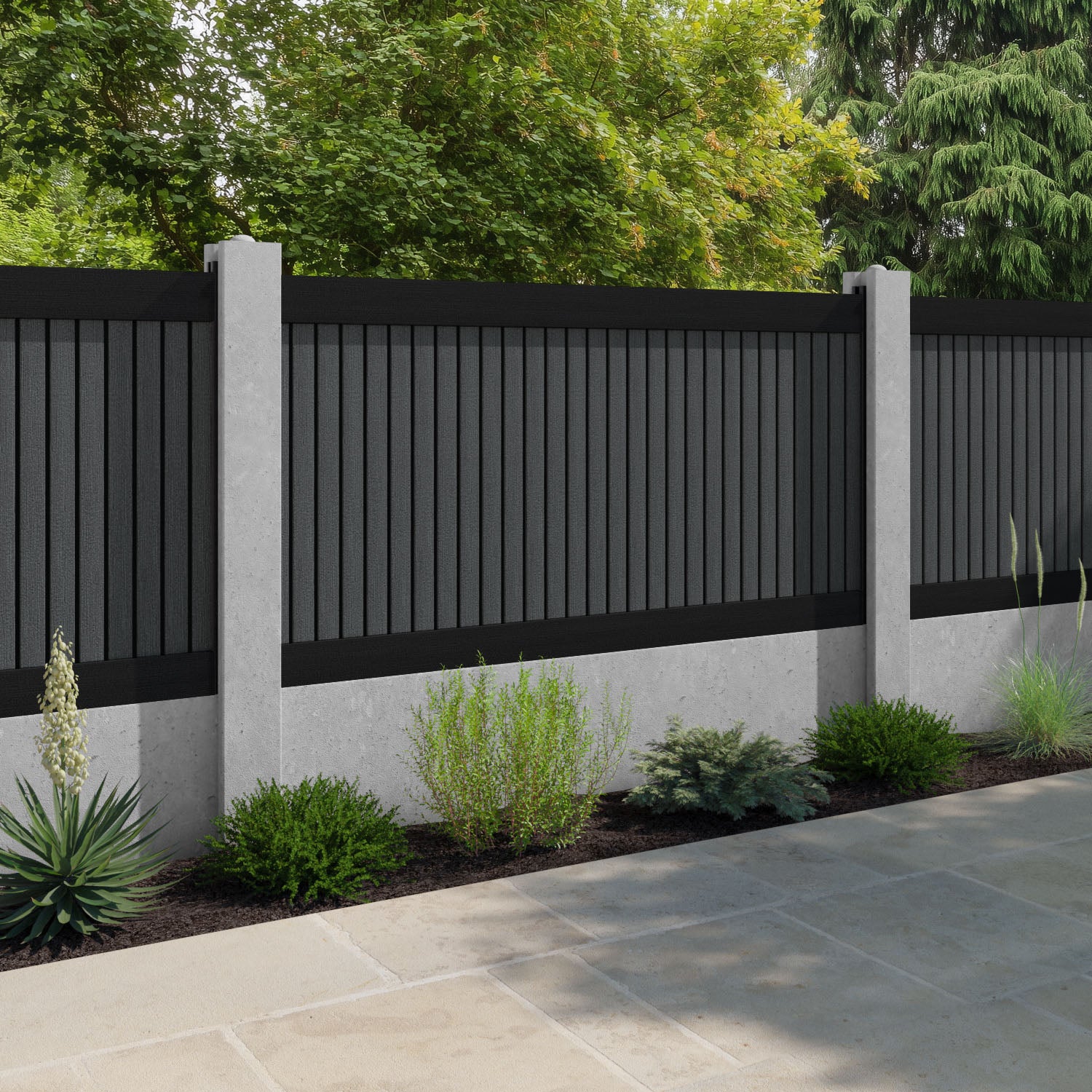 Virtis Fence Panel - Dark Grey - for existing concrete posts