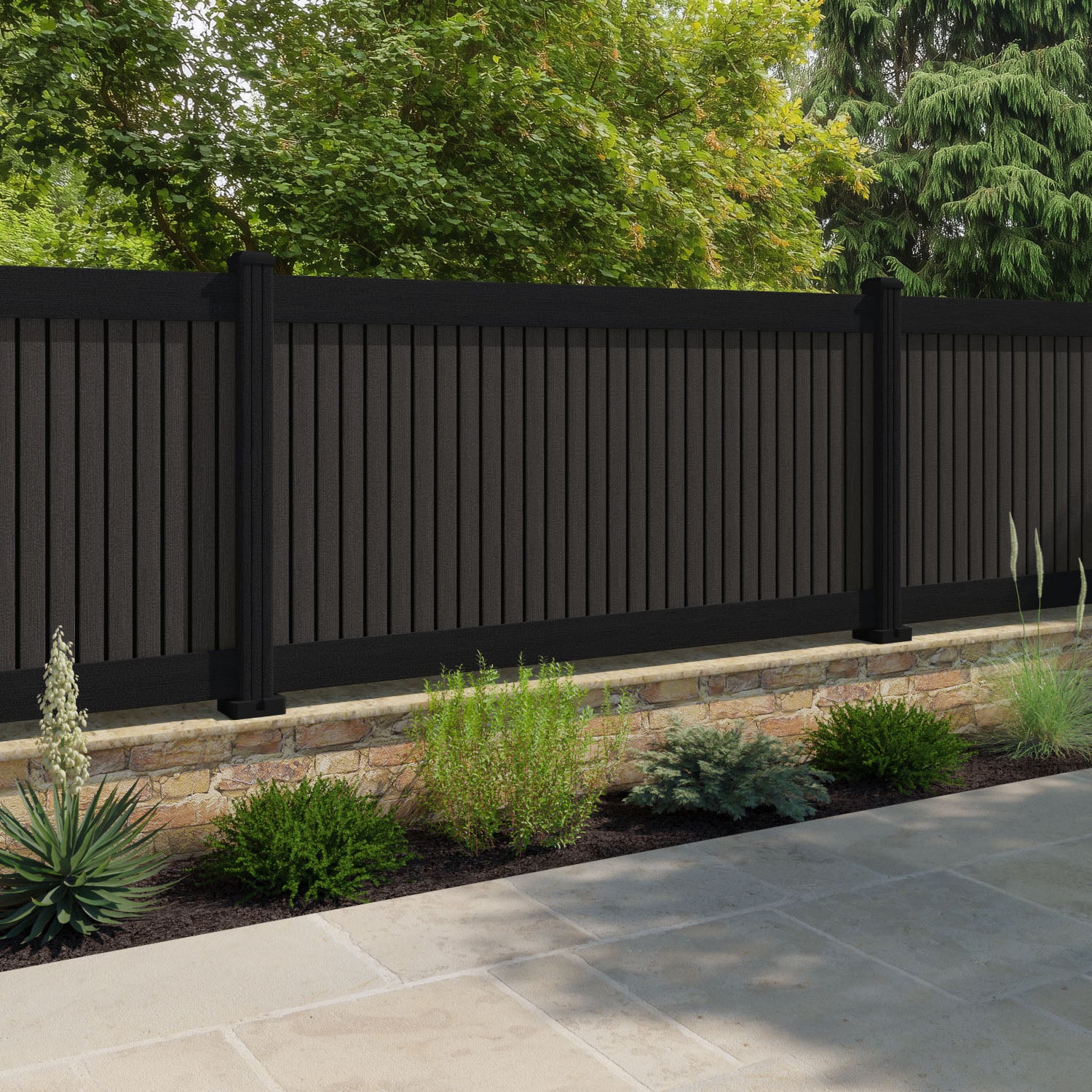 Virtis Fence Panel - Dark Oak - with our composite posts