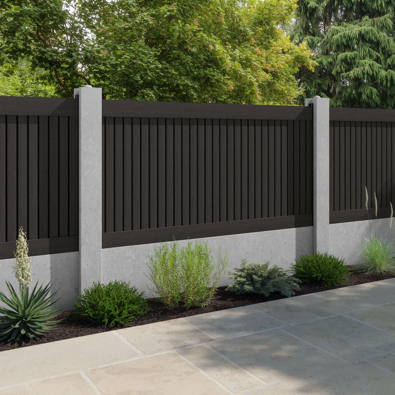 Virtis Fence Panel - Dark Oak - for existing concrete posts