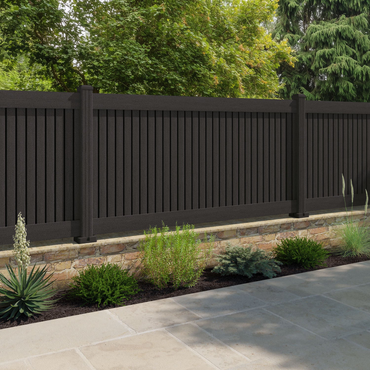 Virtis Fence Panel - Dark Oak - with our composite posts