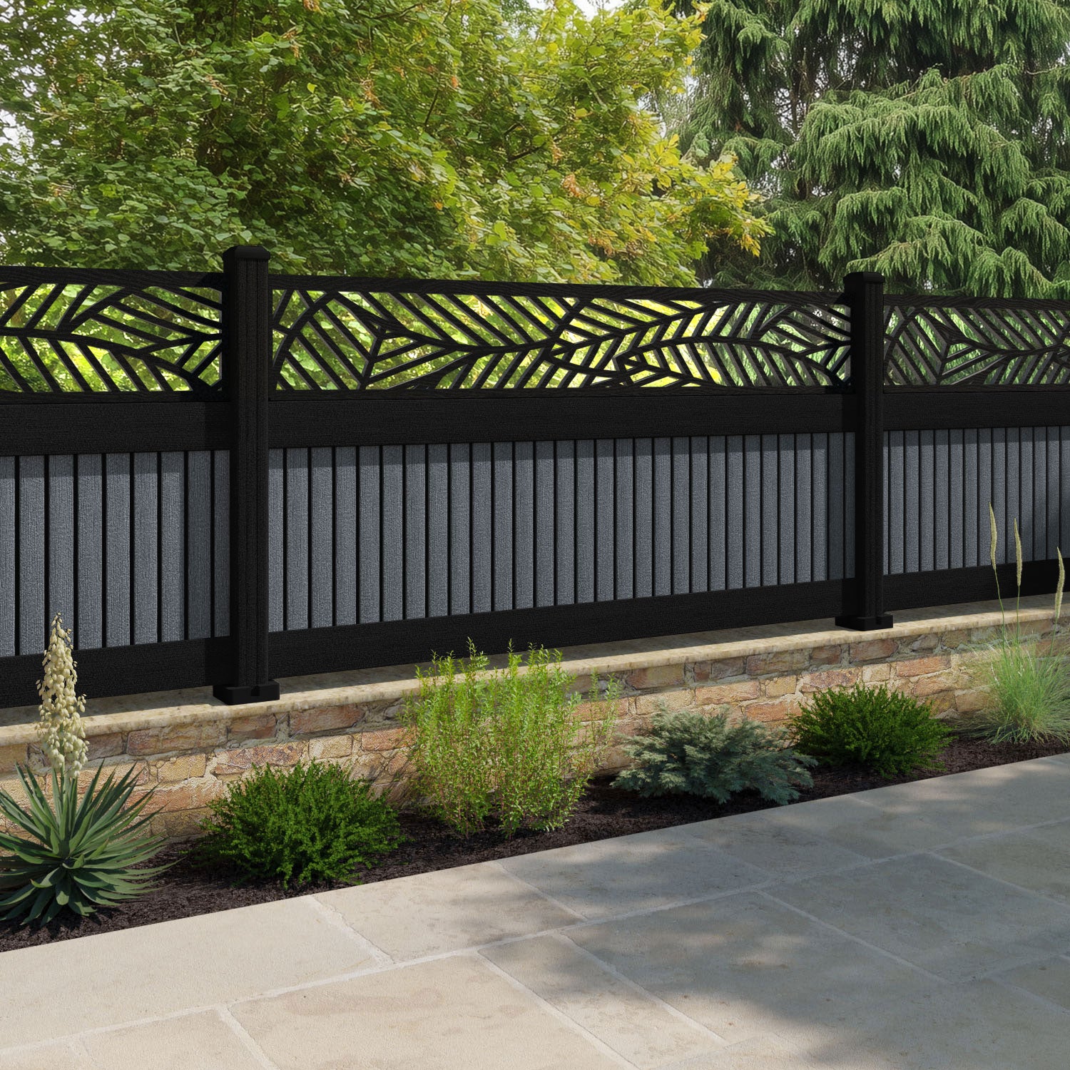 Virtis Habitat Fence Panel - Anthracite - with our composite posts