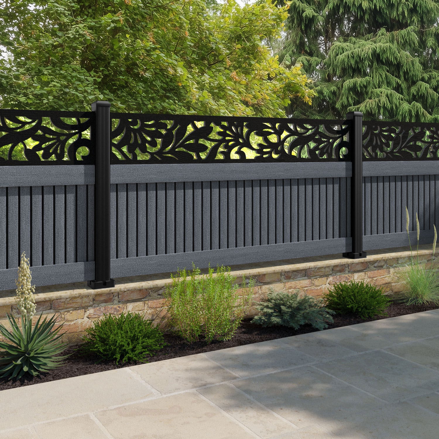 Virtis Heritage Fence Panel - Anthracite - with our aluminium posts