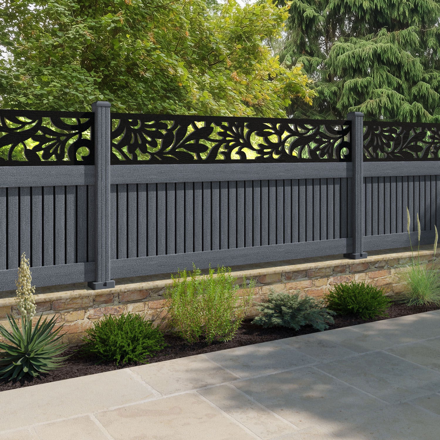 Virtis Heritage Fence Panel - Anthracite - with our composite posts