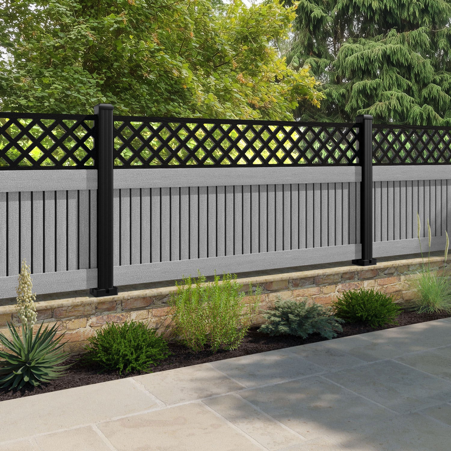 Virtis Hive Fence Panel - Light Grey - with our composite posts