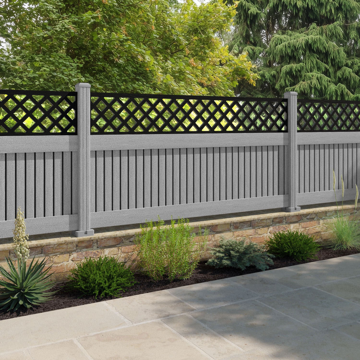 Virtis Hive Fence Panel - Light Grey - with our composite posts