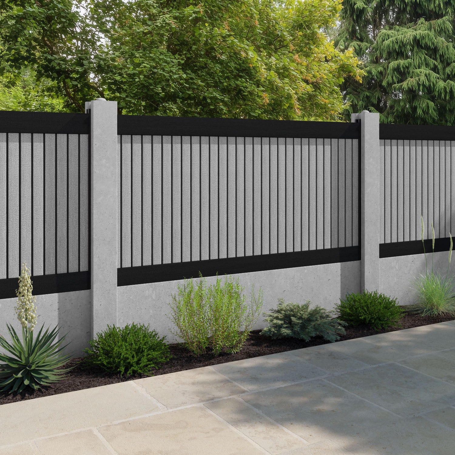 Virtis Fence Panel - Light Grey - for existing concrete posts