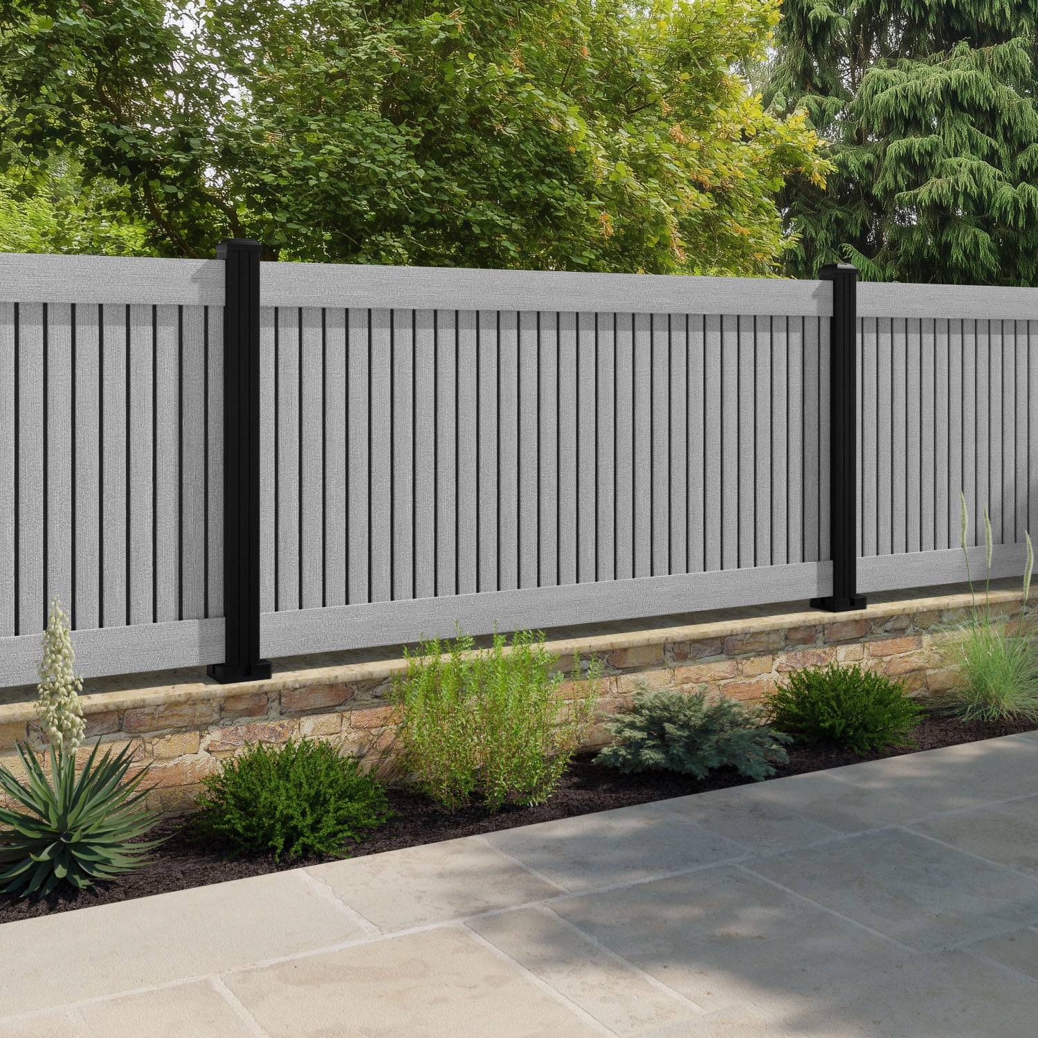 Virtis Fence Panel - Light Grey - with our composite posts