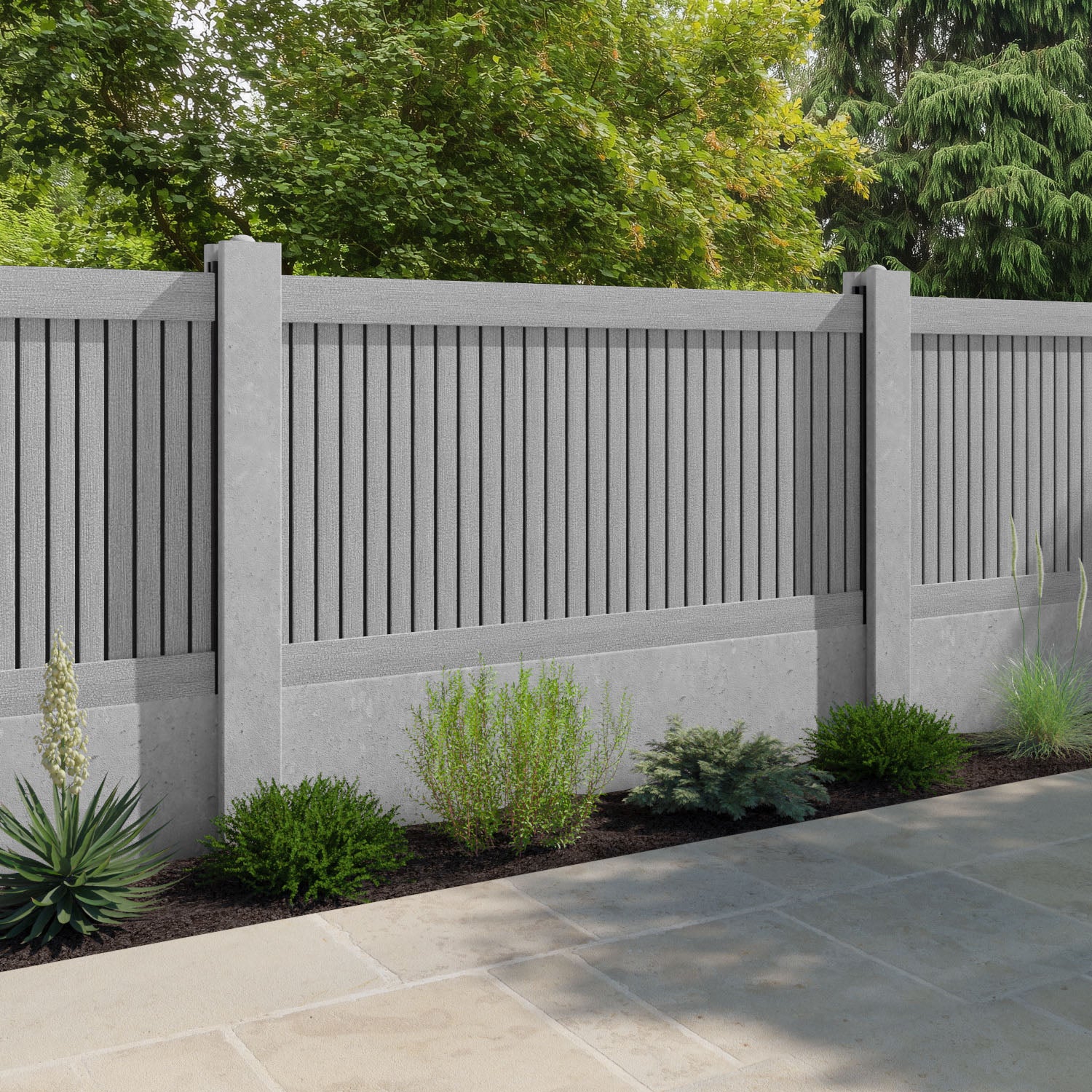 Virtis Fence Panel - Light Grey - for existing concrete posts
