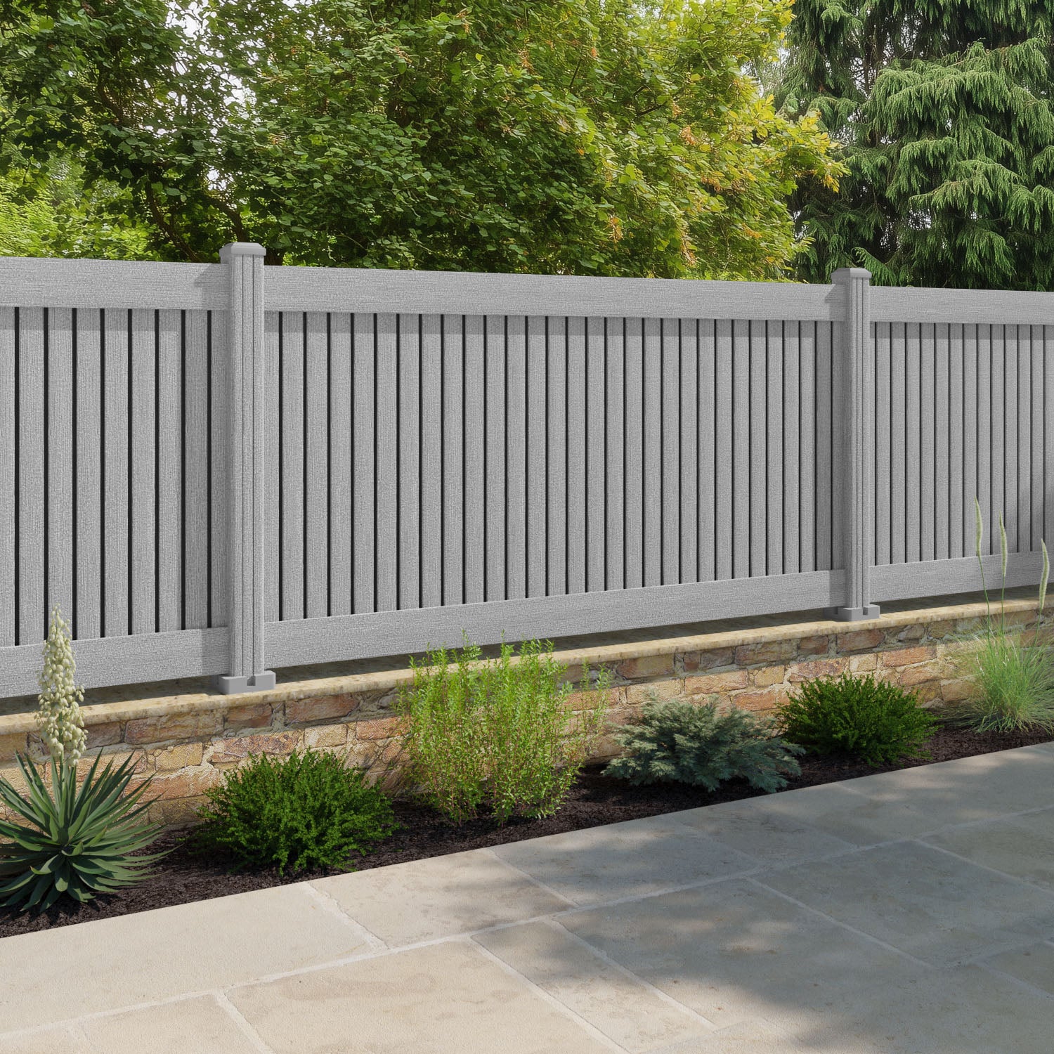 Virtis Fence Panel - Light Grey - with our composite posts