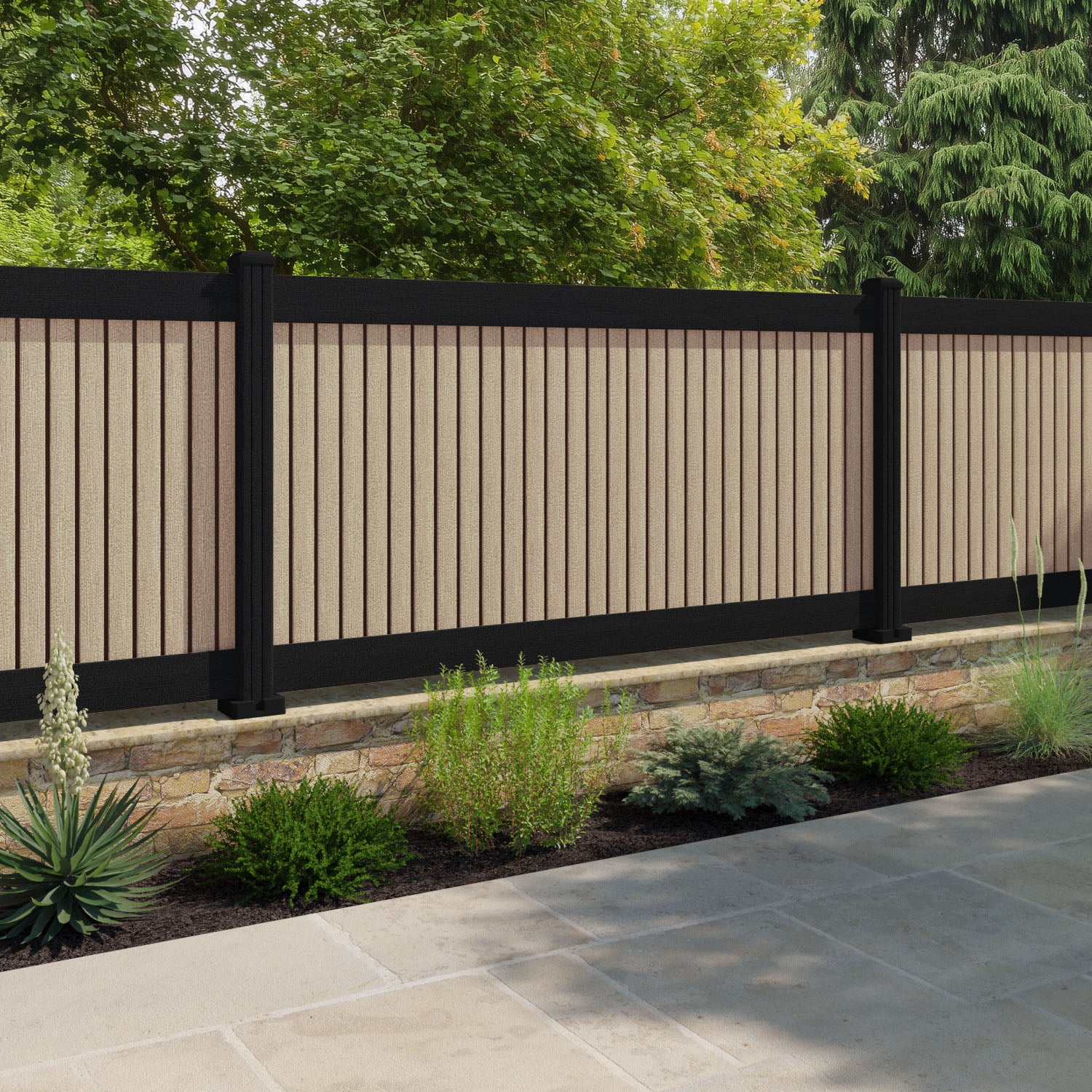 Virtis Fence Panel - Light Oak - with our composite posts