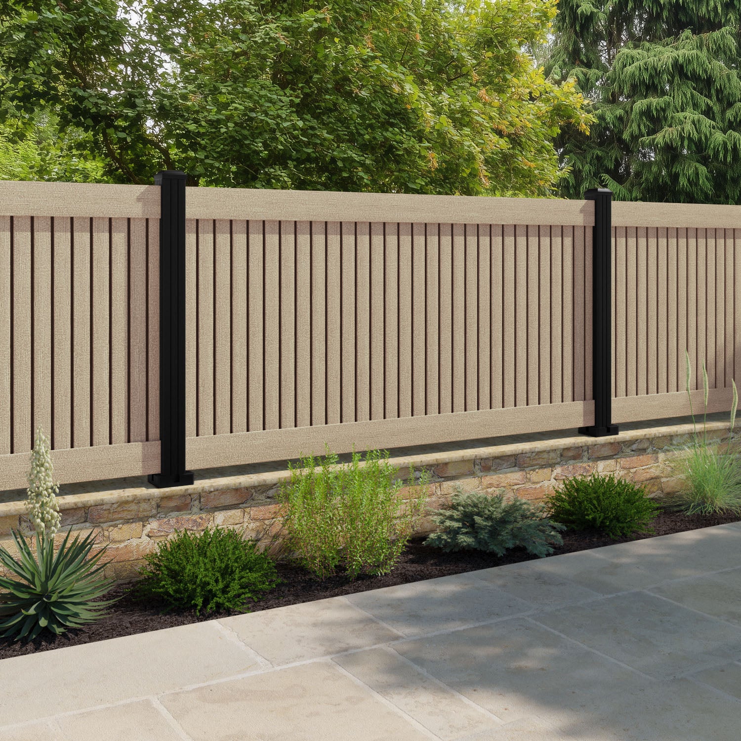 Virtis Fence Panel - Light Oak - with our composite posts