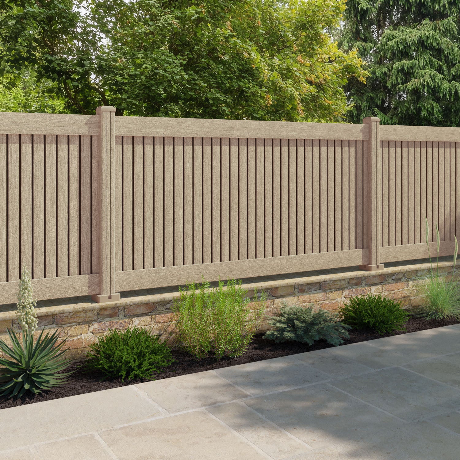 Virtis Fence Panel - Light Oak - with our composite posts