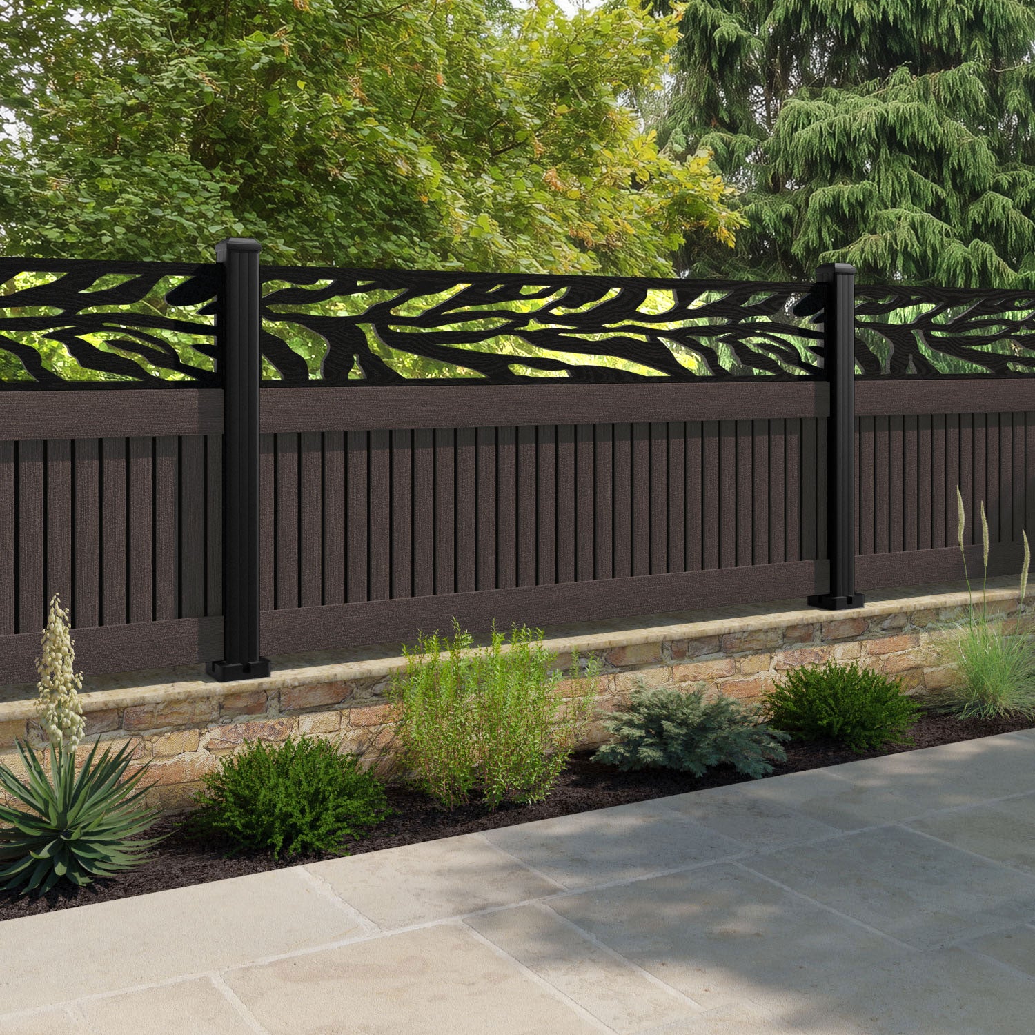 Virtis Malawi Fence Panel - Mid Brown - with our composite posts