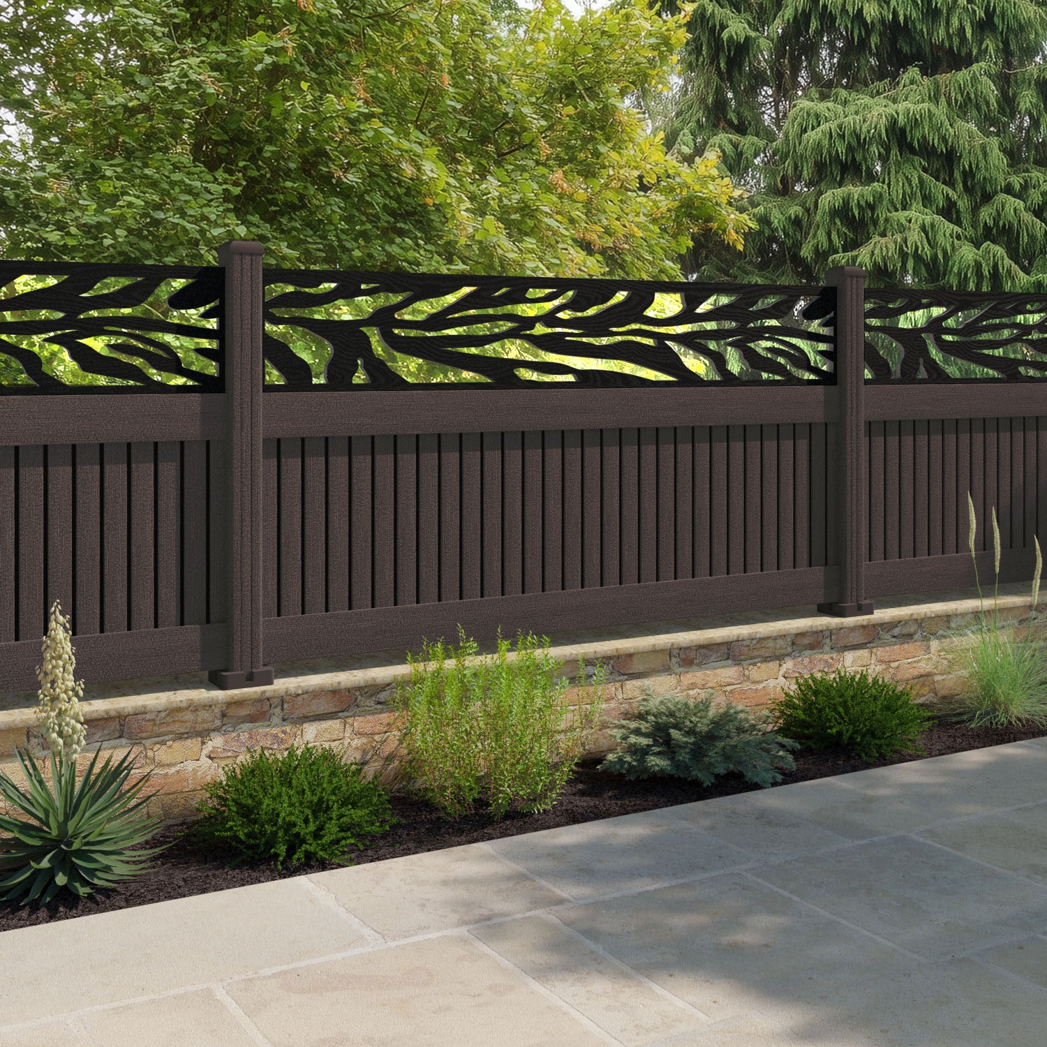 Virtis Malawi Fence Panel - Mid Brown - with our composite posts