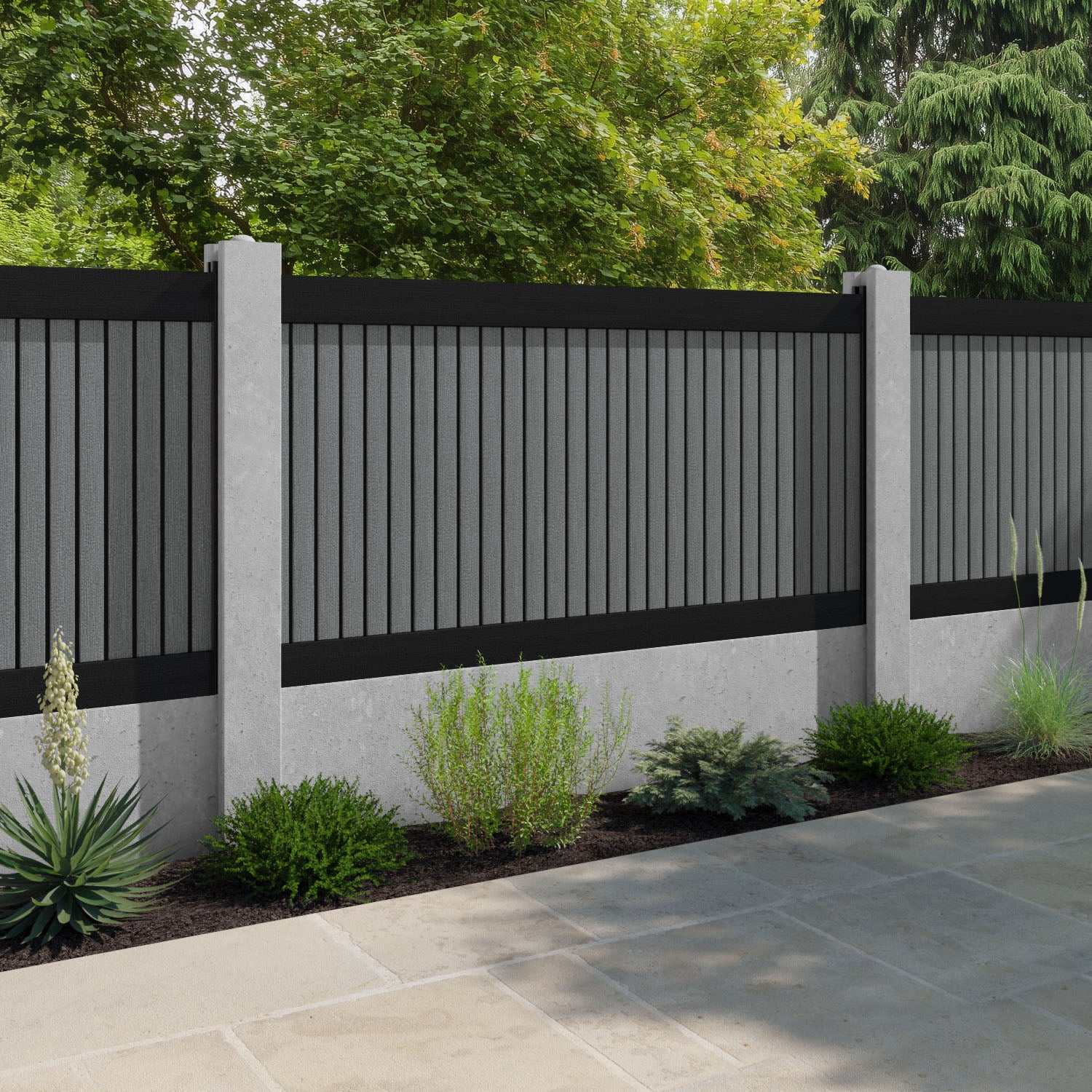 Virtis Fence Panel - Mid Grey - for existing concrete posts